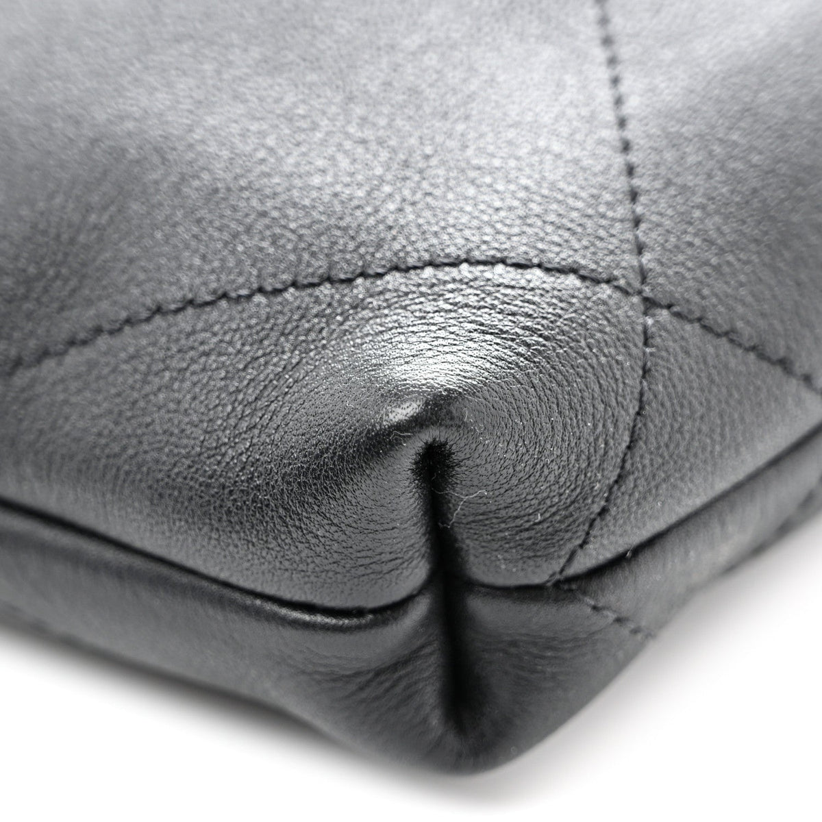 Shiny Calfskin Quilted Maxi Chain Hobo Black