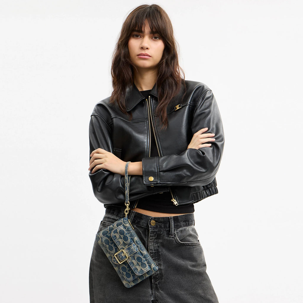 Coach Outlet Ashton Wristlet In Signature Regenerative Cotton Denim