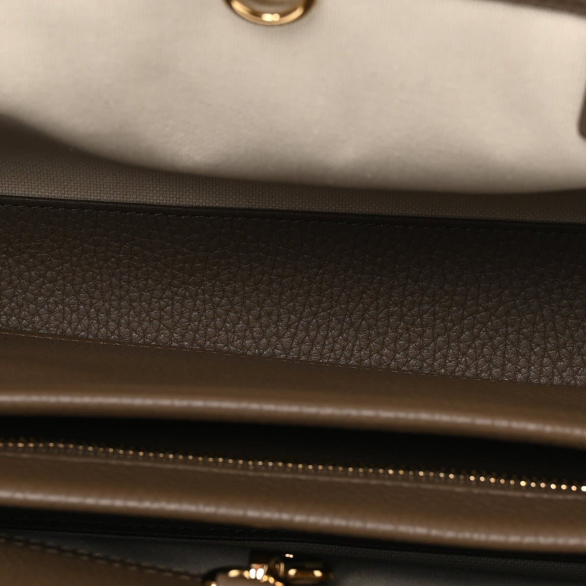 Grained Calfskin Stitched Urban Essentials Small Shopping Bag Dark Khaki