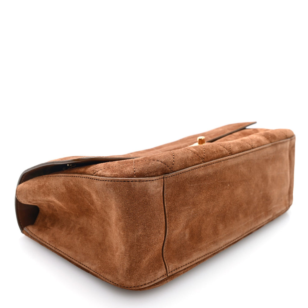 Suede Calfskin Small Souplissimo Maxi Flap Camel