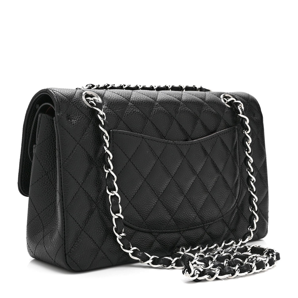 Caviar Quilted Medium Double Flap Black