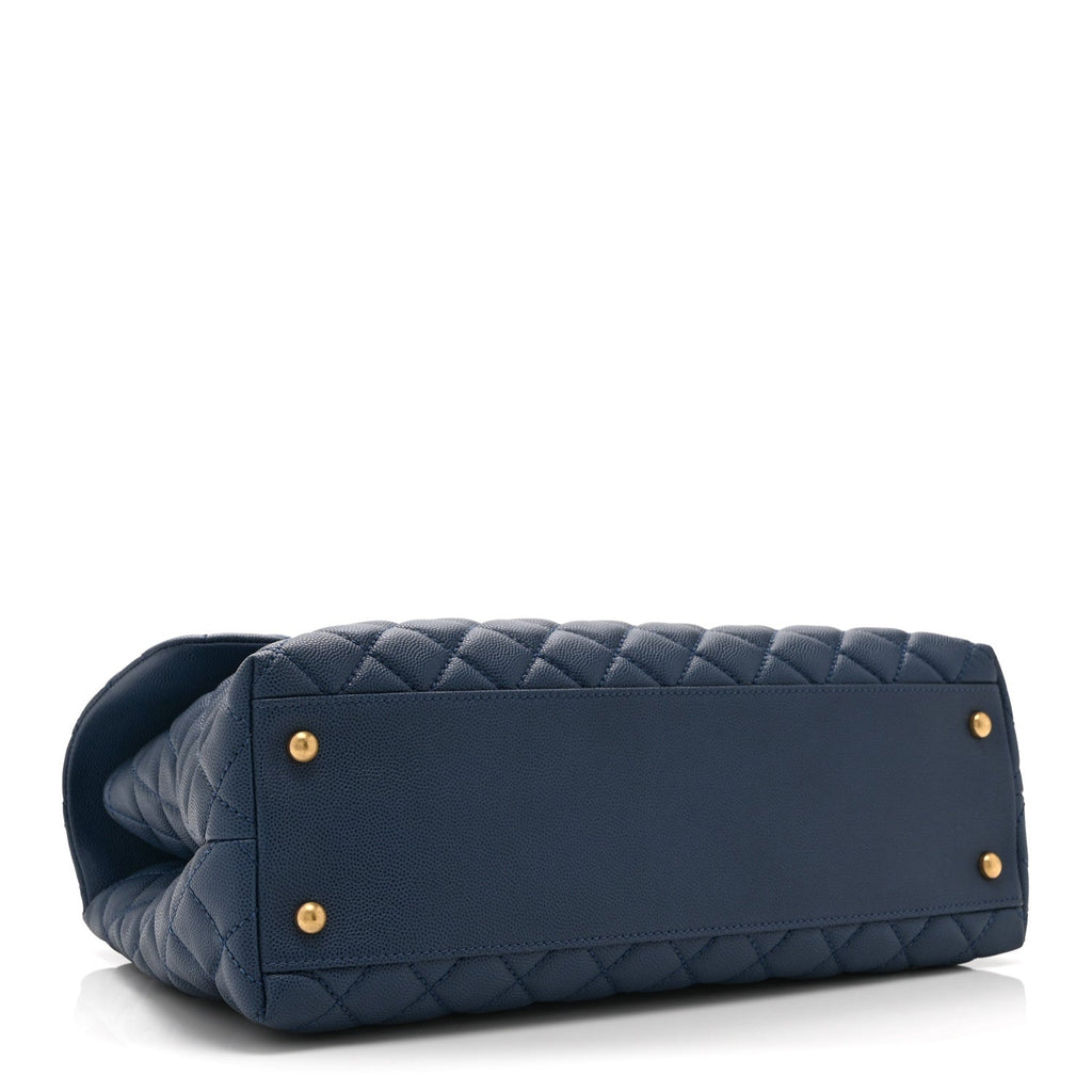 Caviar Quilted Medium Coco Handle Flap Blue