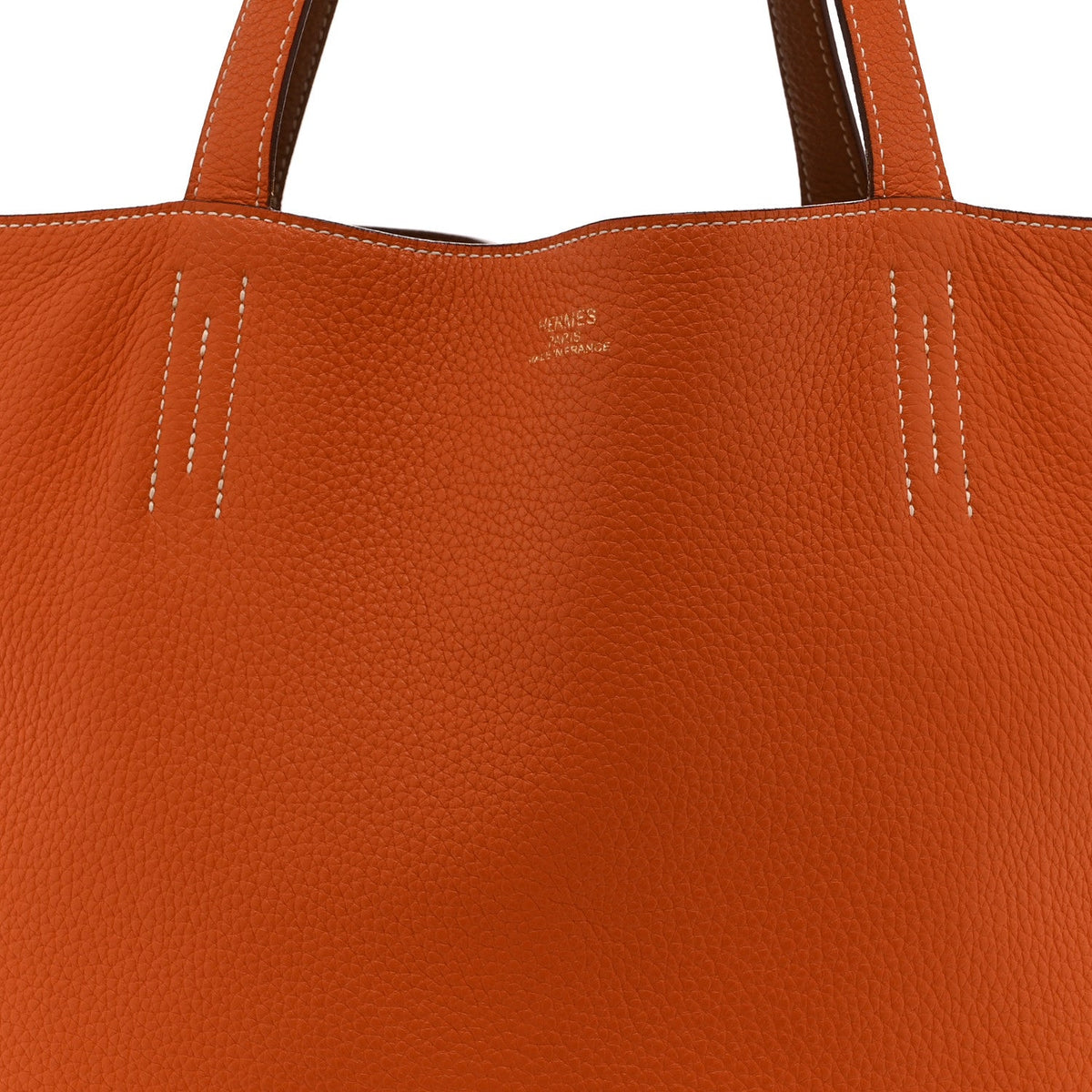 Taurillon Clemence Double Sens 45 Reversible Tote Orange Gold