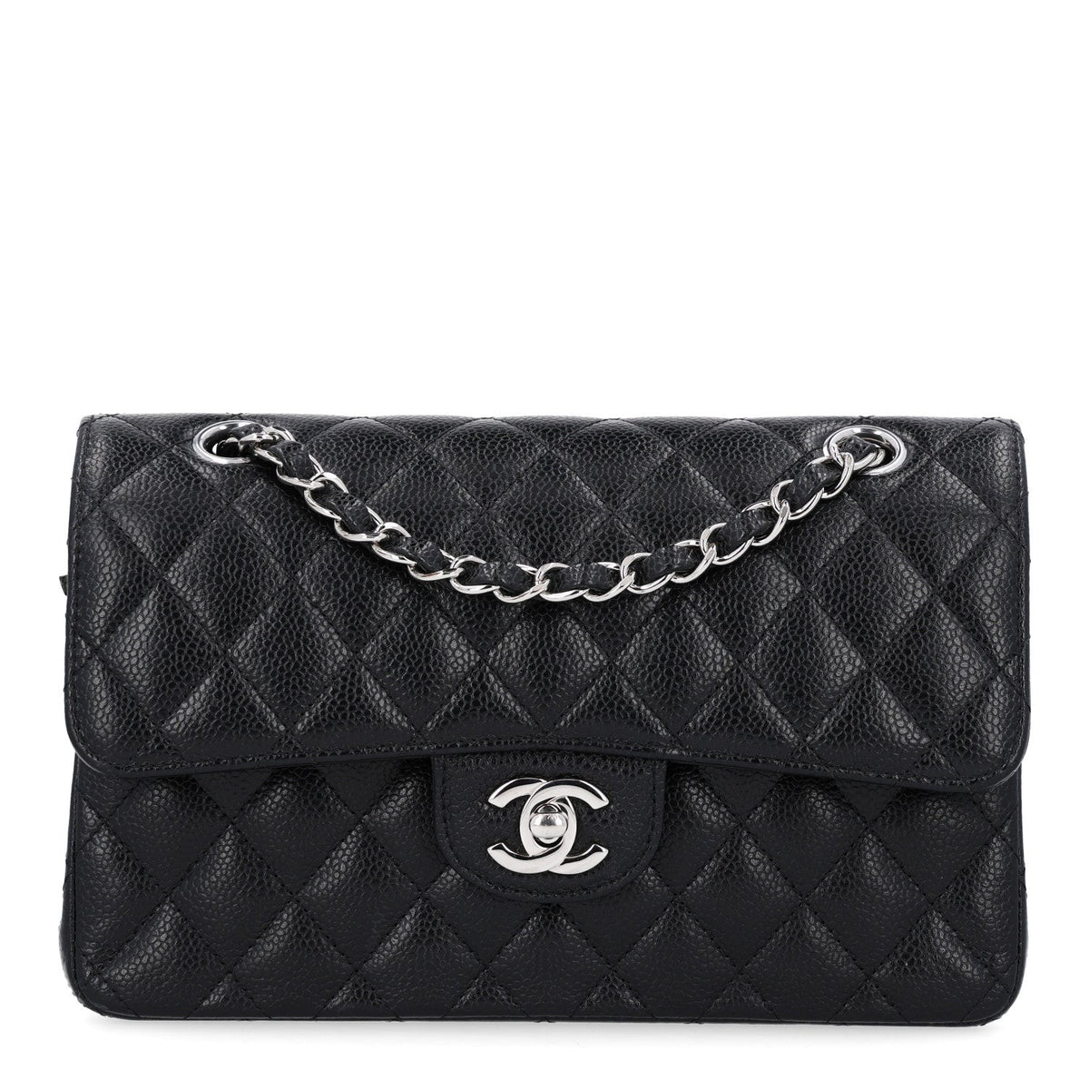 Caviar Quilted Small Double Flap Black
