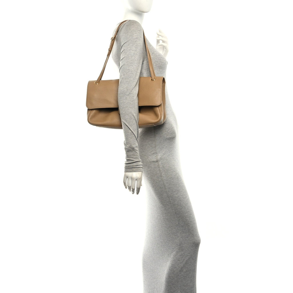 Grained Calfskin Small Souplissimo Maxi Flap Dark Beige