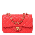 Lambskin Quilted Mini Rectangular Flap Red