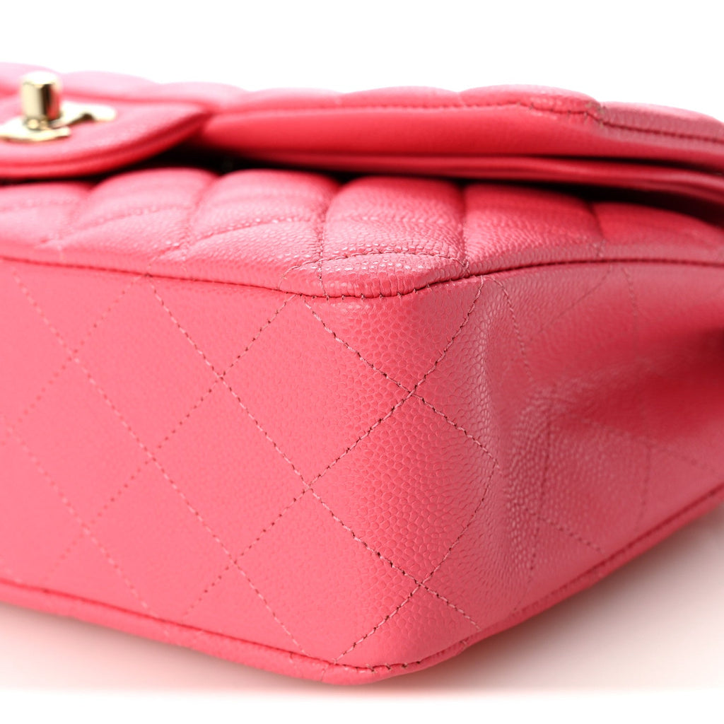 Caviar Quilted Medium Double Flap Pink