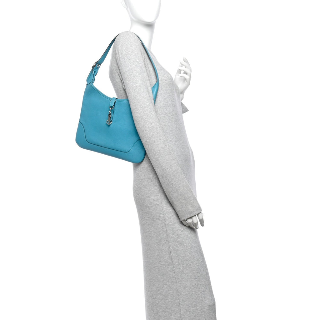 Chevre de Coromandel Trim 31 Shoulder Bag Turquoise