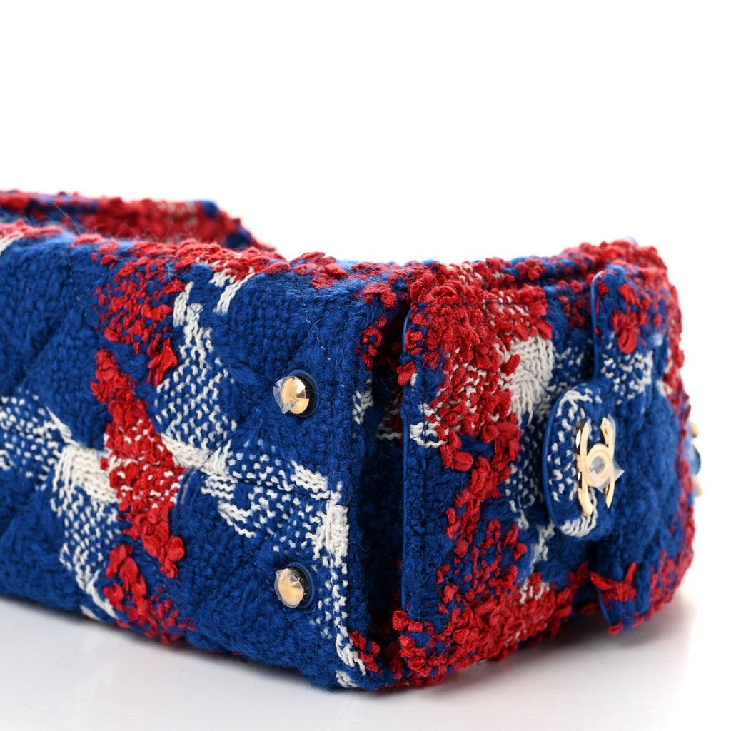 Tweed Quilted Mini Chanel 25 Handbag Red White Blue