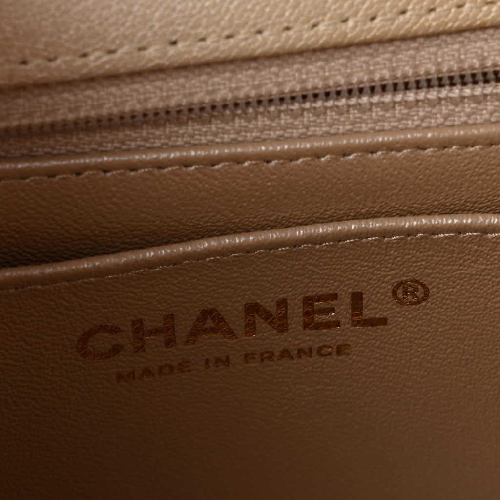 Metallic Goatskin Quilted Mini Rectangular Flap Gold