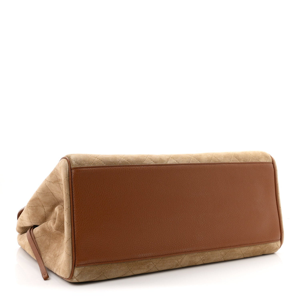 Grained Calfskin Suede Large Urban Essentials Shopping Bag Dark Beige Camel