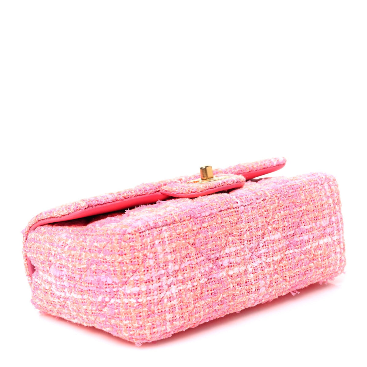 Tweed Quilted Mini Rectangular Flap Pink Orange White