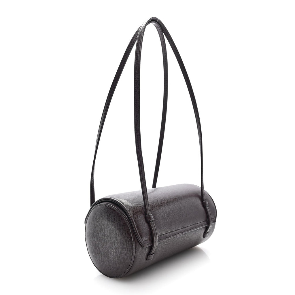 Shiny Caviar Preppy Coco Small Bowling Bag Black