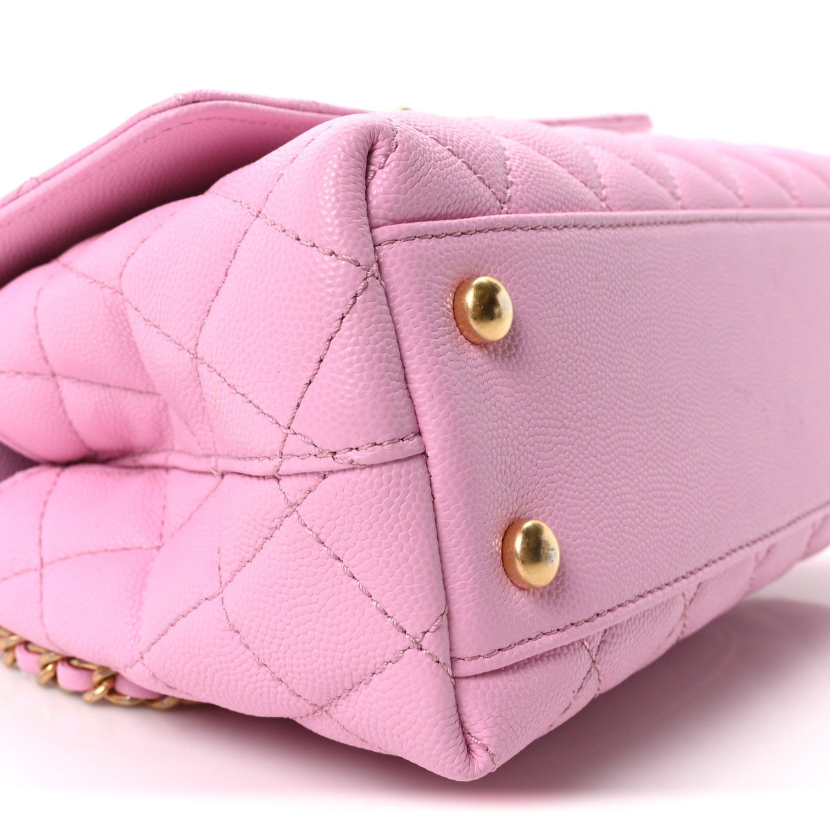 Caviar Quilted Mini Coco Chain Handle Flap Pink