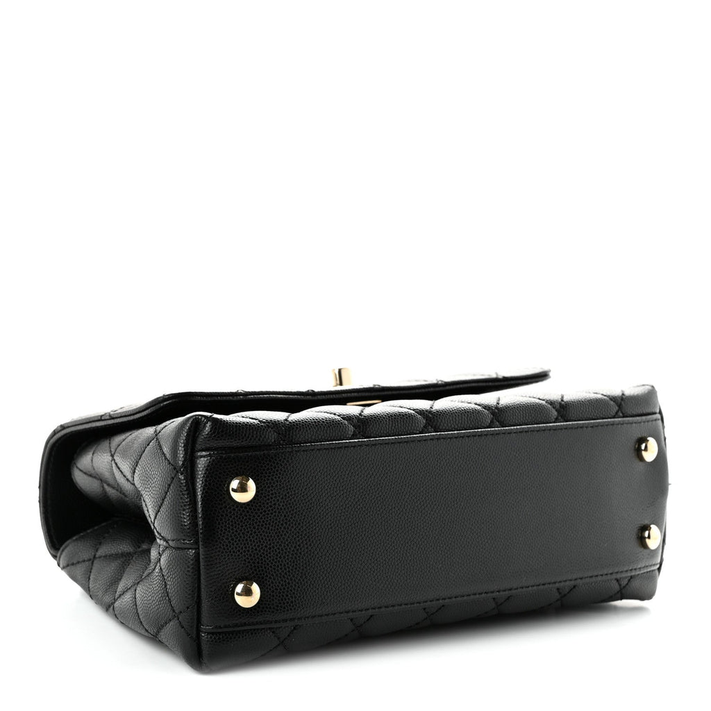 Caviar Quilted Mini Coco Handle Flap Black