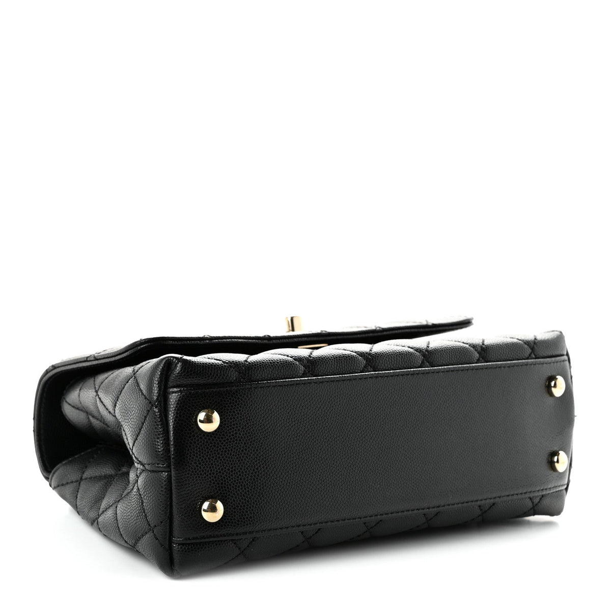 Caviar Quilted Mini Coco Handle Flap Black