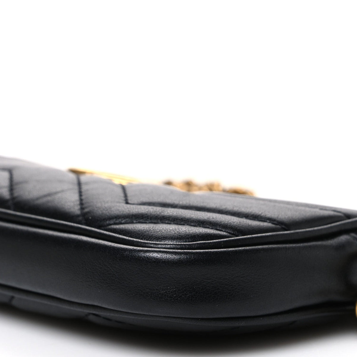 Calfskin Matelasse Mini GG Marmont Chain Crossbody Bag Black