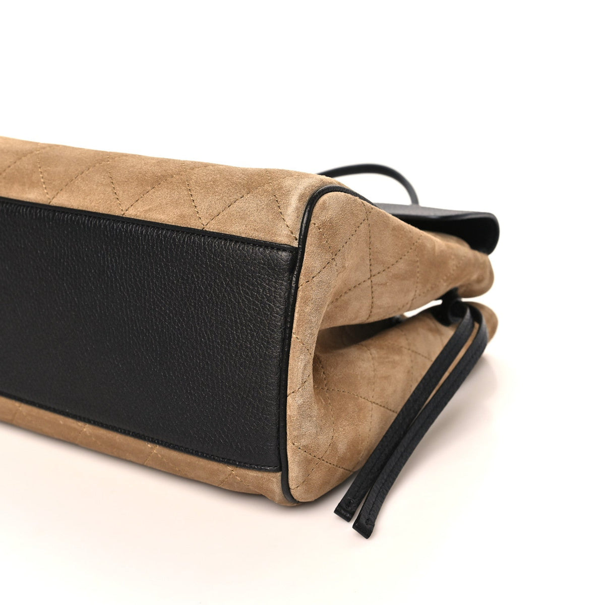 Grained Calfskin Suede Urban Essentials Large Shopping Bag Dark Beige Black Dark Beige Black
