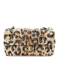 Tweed Mixed Fibers Leopard Print Small Souplissimo Maxi Flap Brown Black White