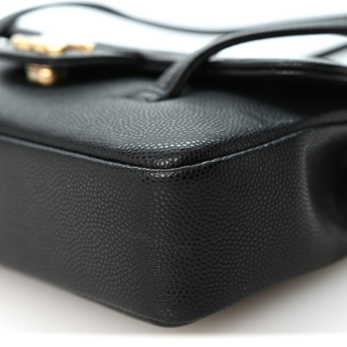Shiny Caviar Mini Preppy Coco Shoulder Bag Black
