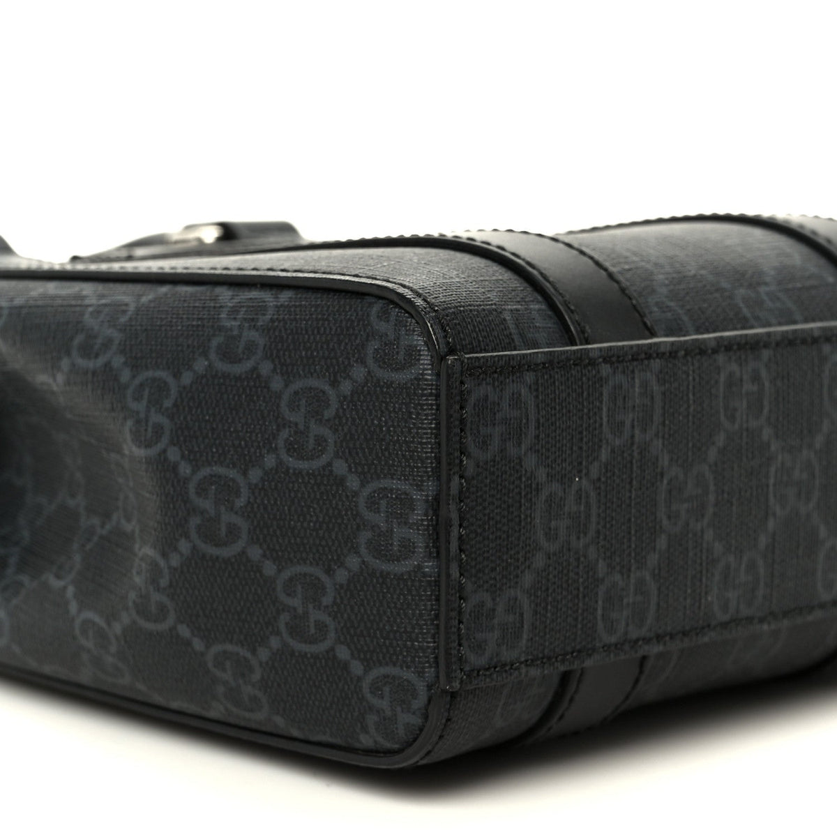 GG Supreme Monogram Appia Calfskin Web Mini Tote Bag Black