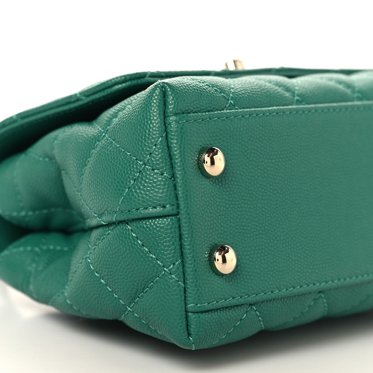 Caviar Quilted Extra Mini Coco Handle Flap Green
