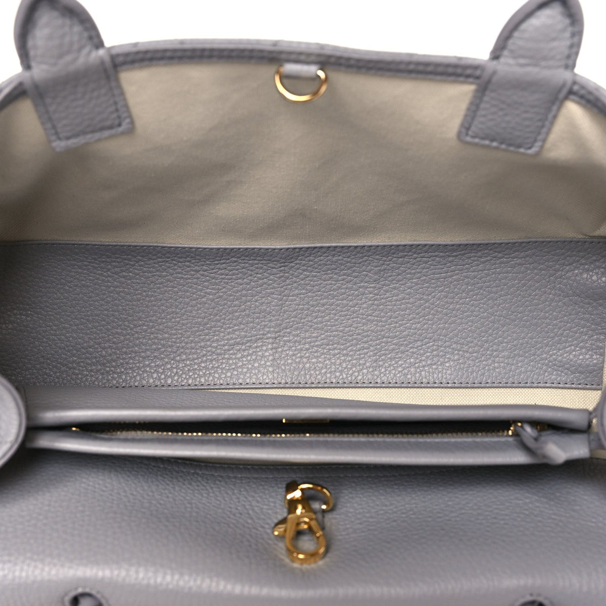 Grained Calfskin Stitched Urban Essentials Small Shopping Bag Grey