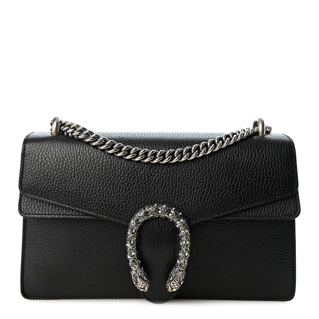 Pebbled Calfskin Small Dionysus Shoulder Bag Black