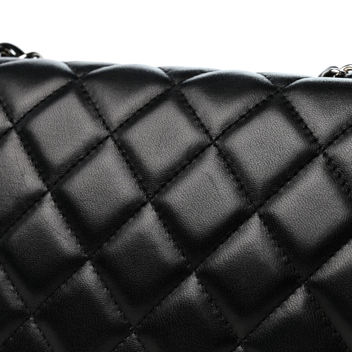 Lambskin Quilted Jumbo Single Flap Black
