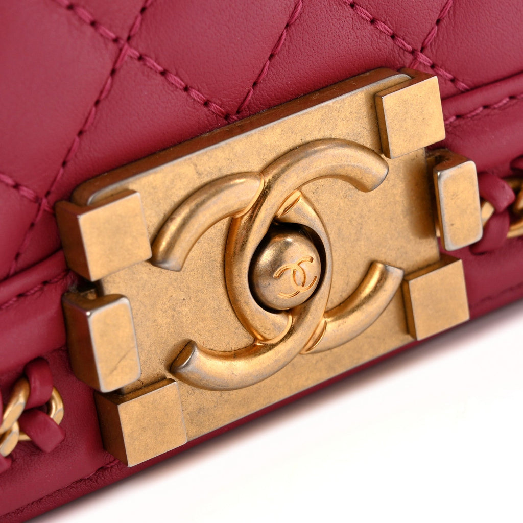 Calfskin Quilted Medium Top Handle Boy Flap Pink