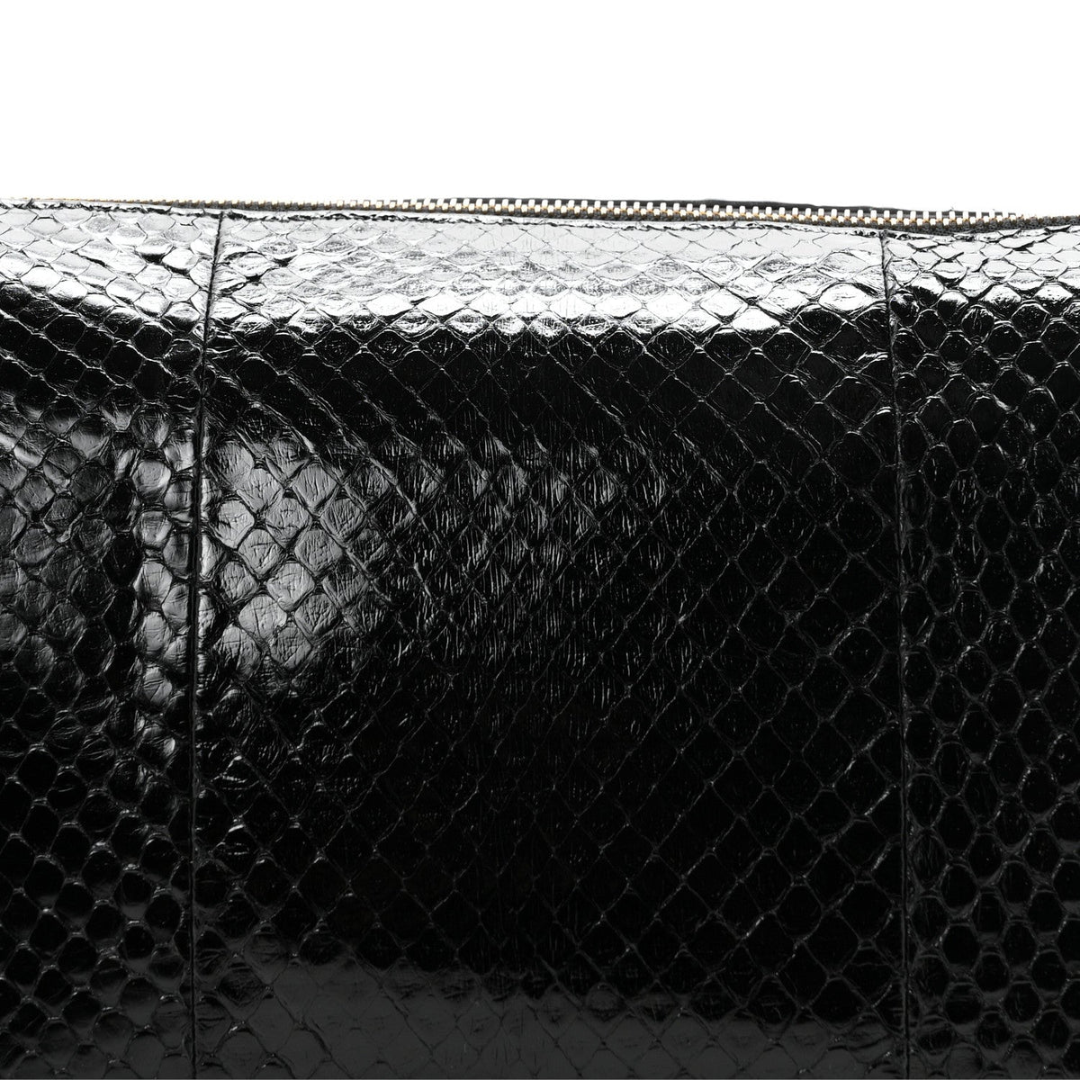 Snakeskin Half Horsebit Medium Shoulder Bag Black
