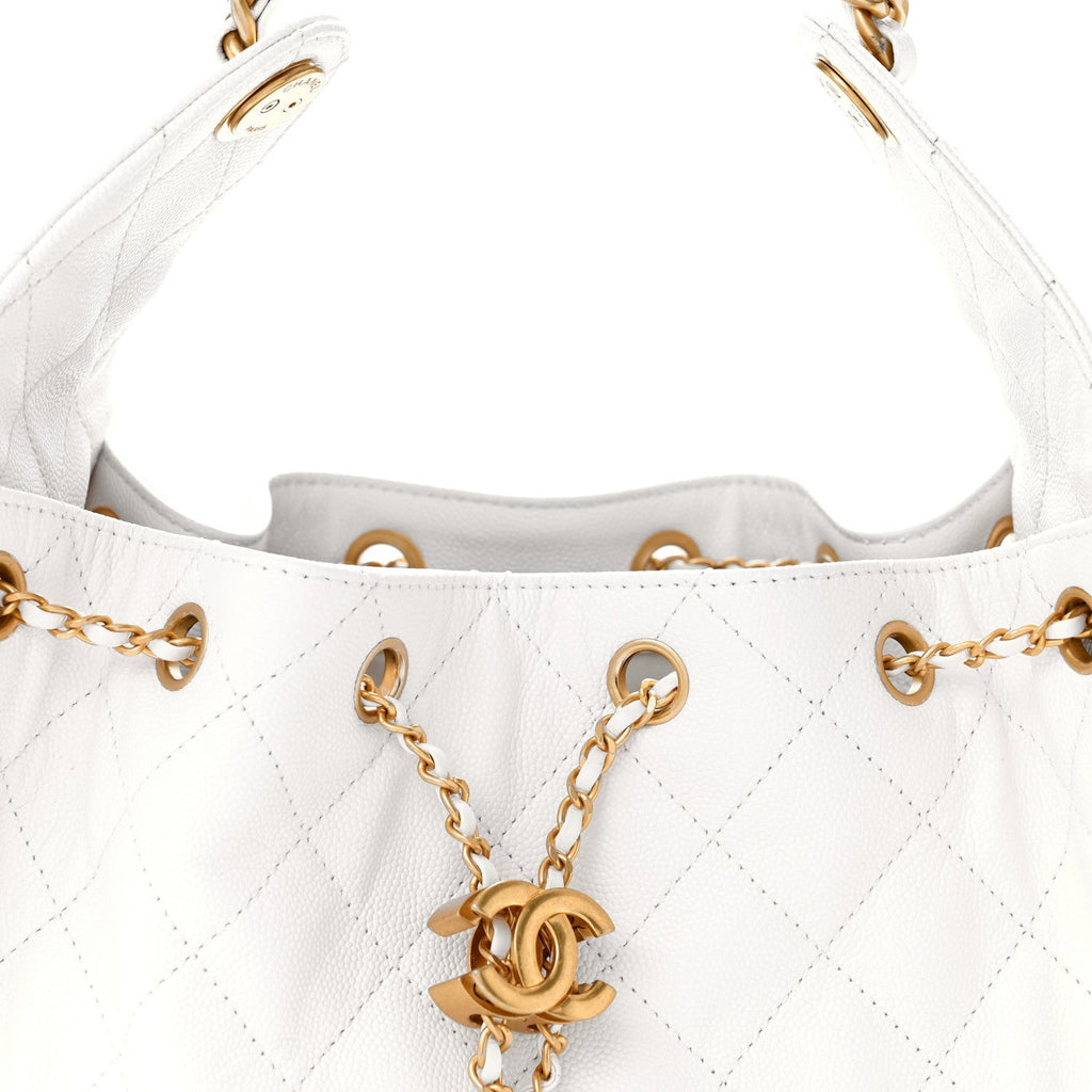 Caviar Quilted Small Chanel 25 Handbag White