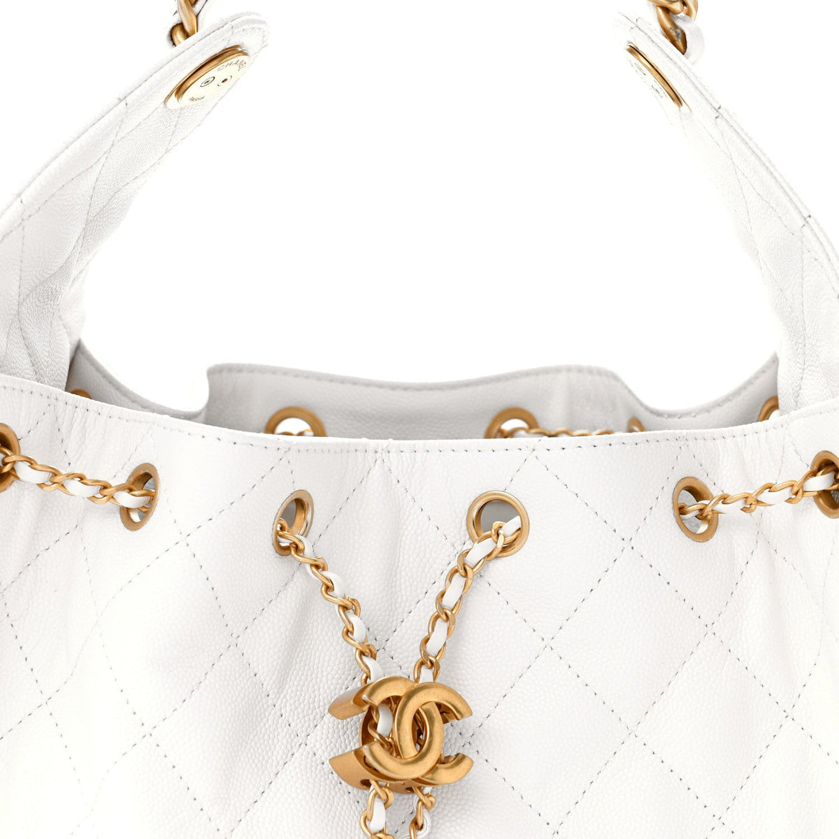 Caviar Quilted Small Chanel 25 Handbag White
