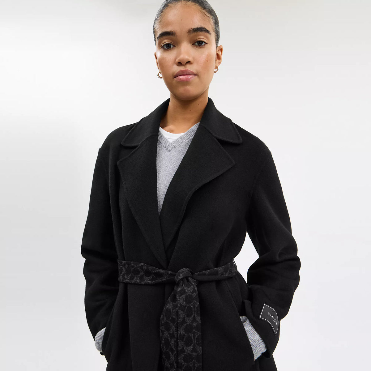 Coach Outlet Belted Wool Long Coat