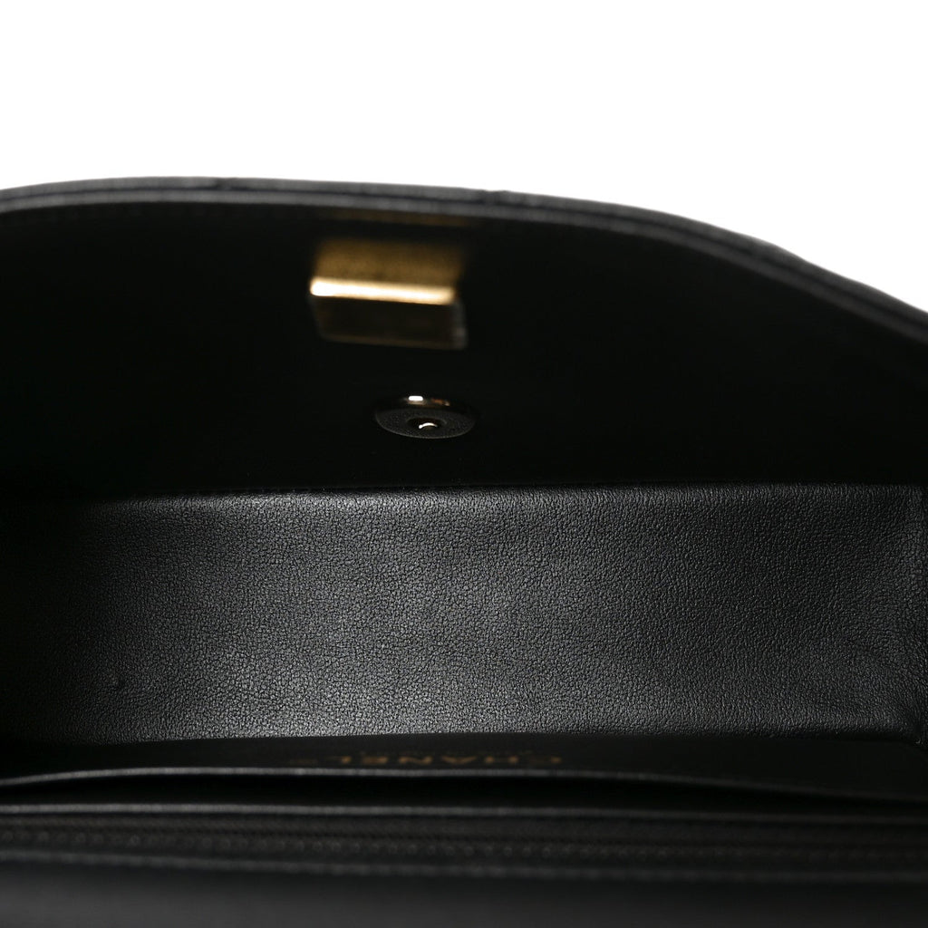 Lambskin Quilted Mini Rectangular Flap Black