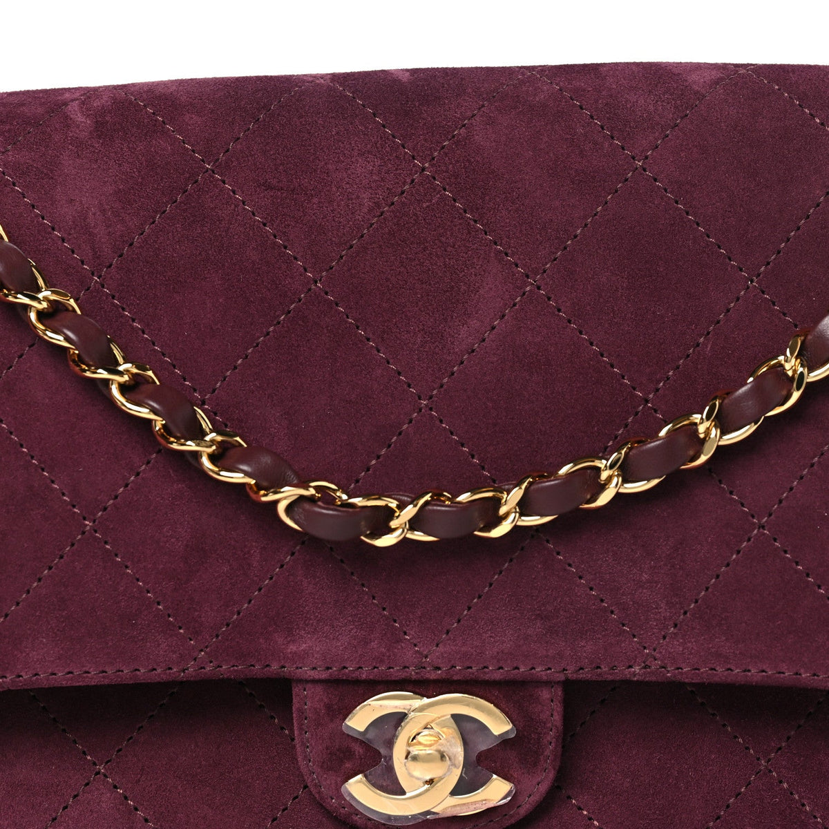 Suede Calfskin Small Souplissimo Maxi Flap Burgundy