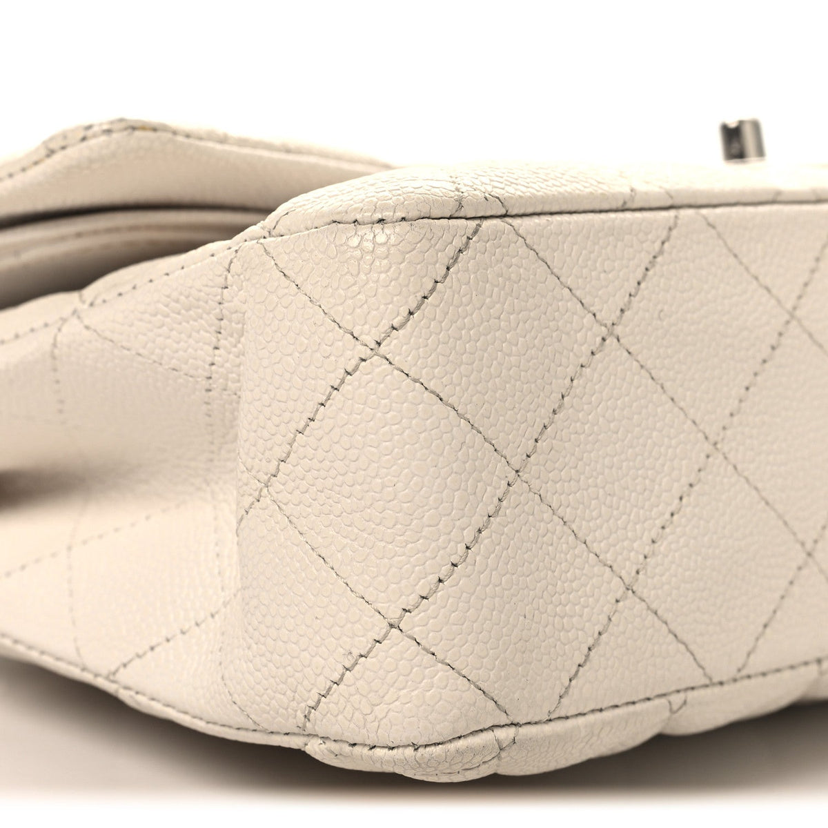 Caviar Quilted Medium Double Flap White