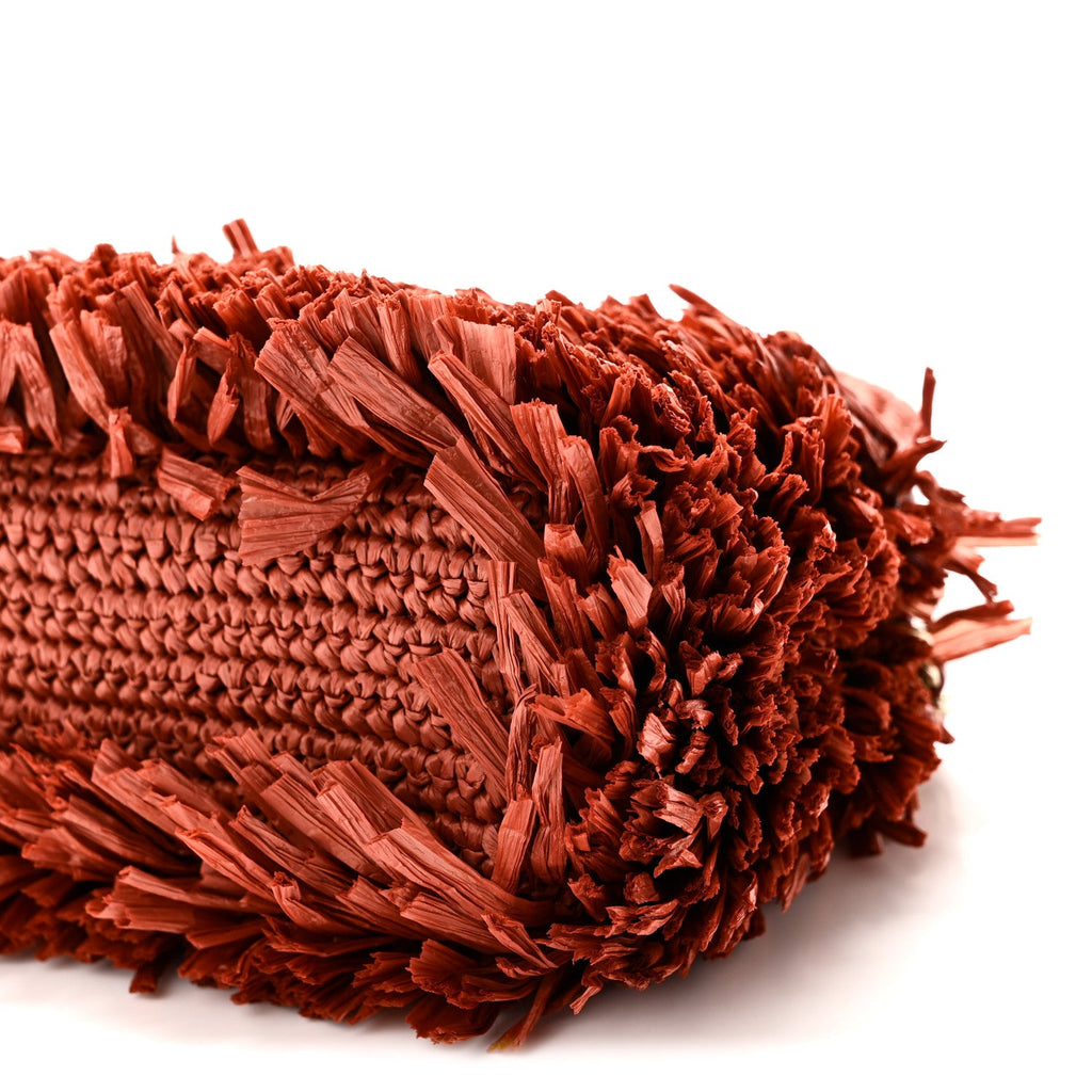 Raffia Fringe Nano Kelly Shopper Red