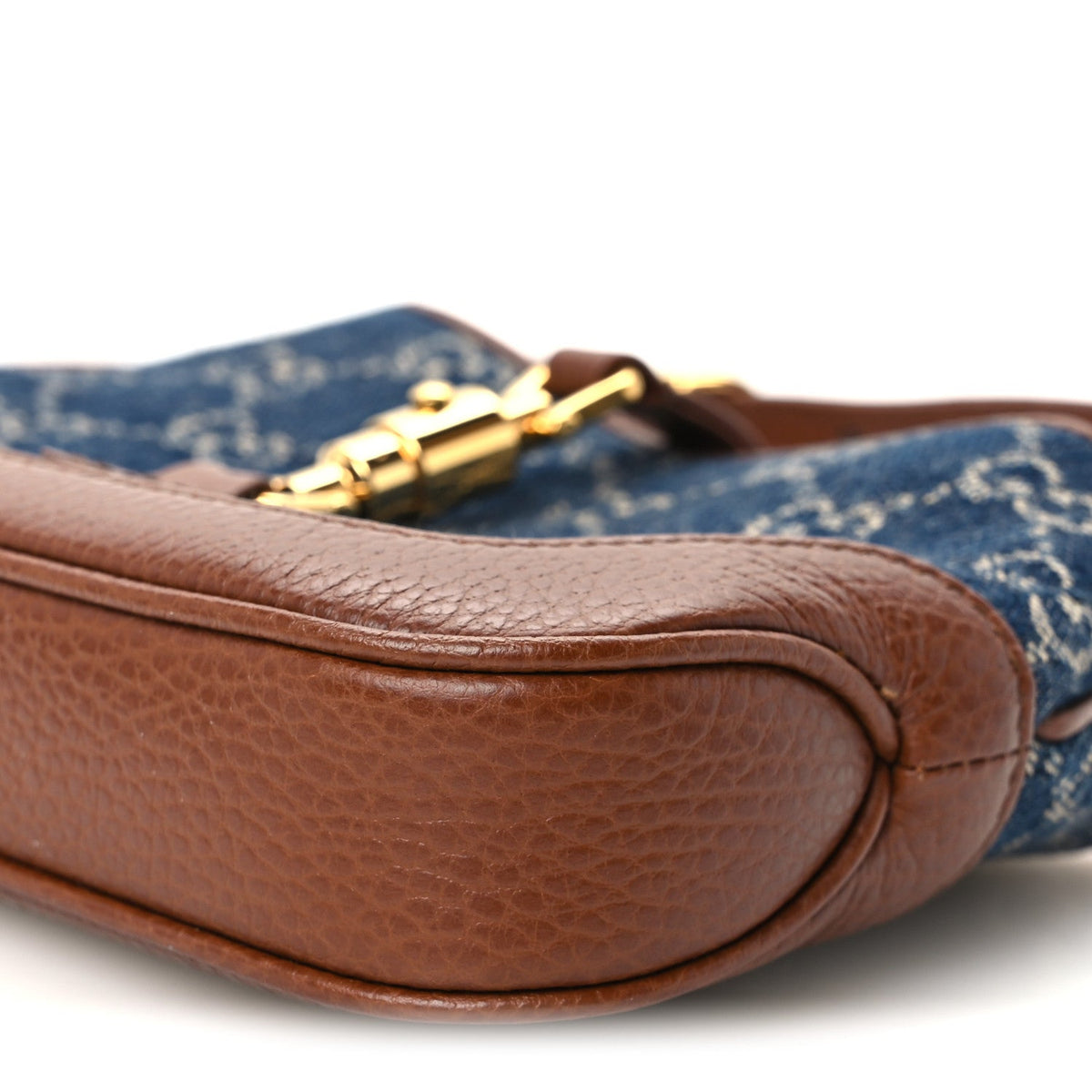 New Denim GG Monogram Calfskin Mini Jackie 1961 Hobo Blue Tea Cuir