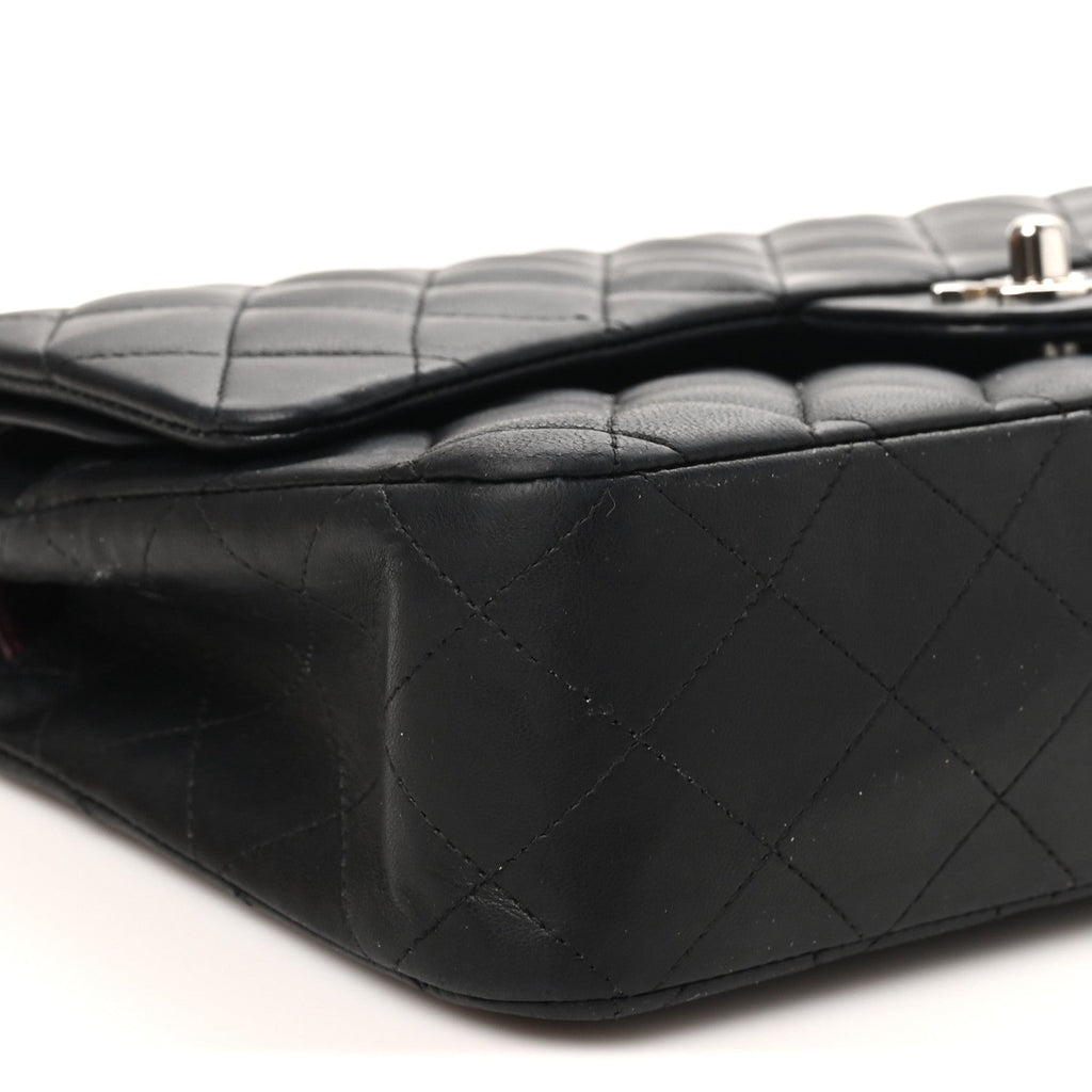 Lambskin Quilted Medium Double Flap Black