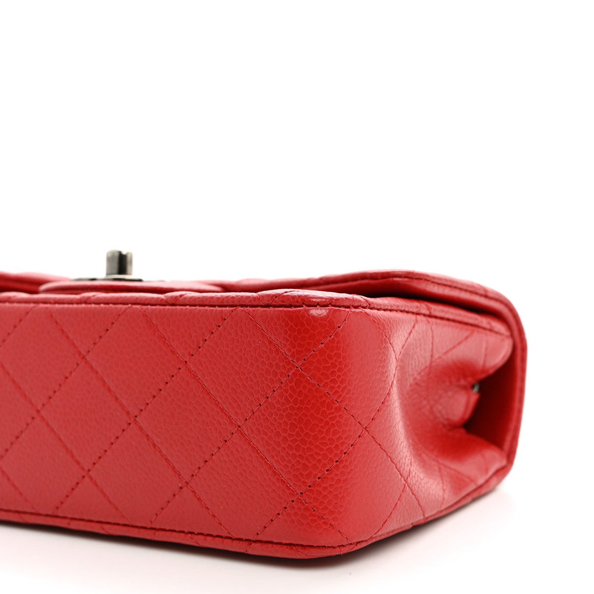Caviar Quilted Mini Rectangular Flap Red