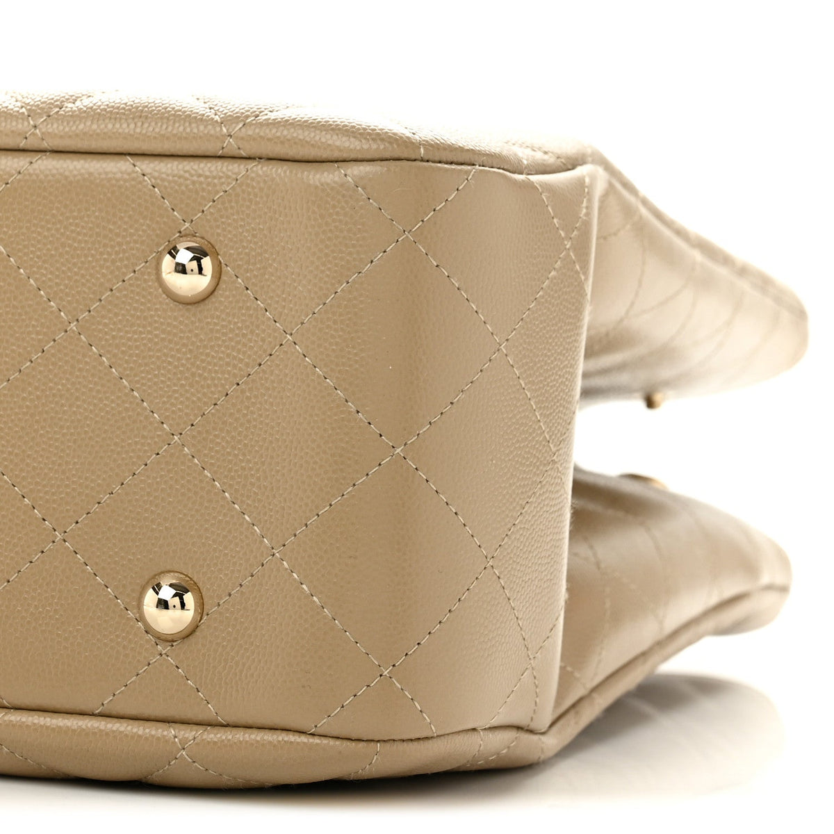 Caviar Quilted Large Shopping Tote Beige