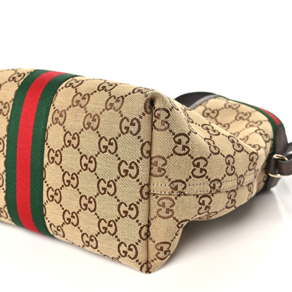 Monogram Web Small Giglio Tote Beige Dark Brown