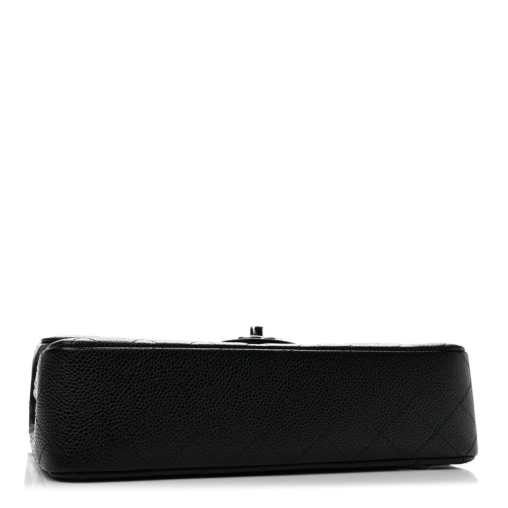 Caviar Quilted Medium Double Flap Black