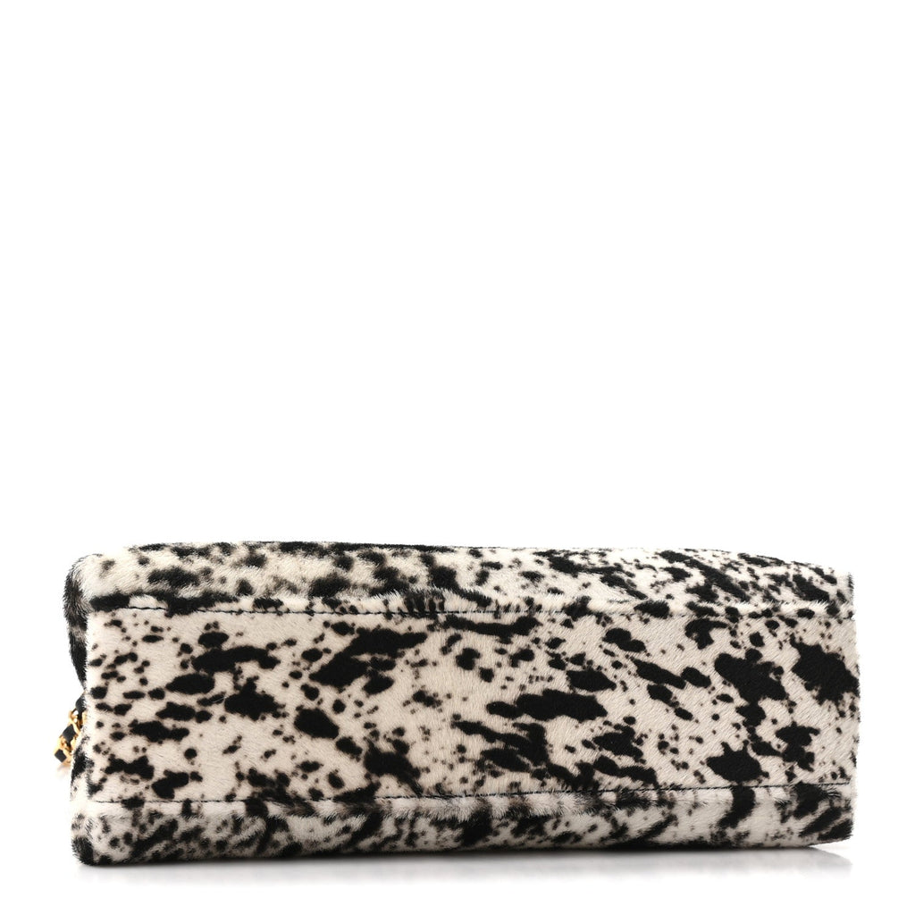Pony Hair Printed Chic Lady Small Shopping Tote White Black