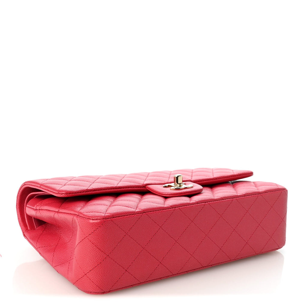 Caviar Quilted Medium Double Flap Dark Pink