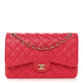 Lambskin Quilted Jumbo Double Flap Dark Pink
