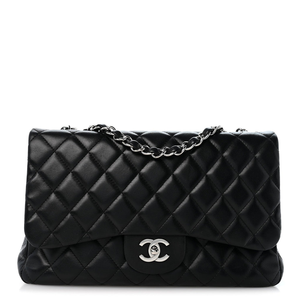 Lambskin Quilted Jumbo Single Flap Black