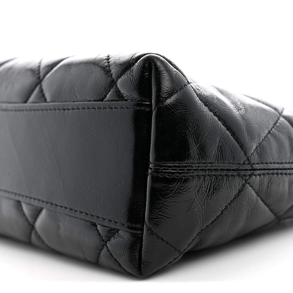 Shiny Crumpled Lambskin Quilted Small CC Funky Town Hobo Black