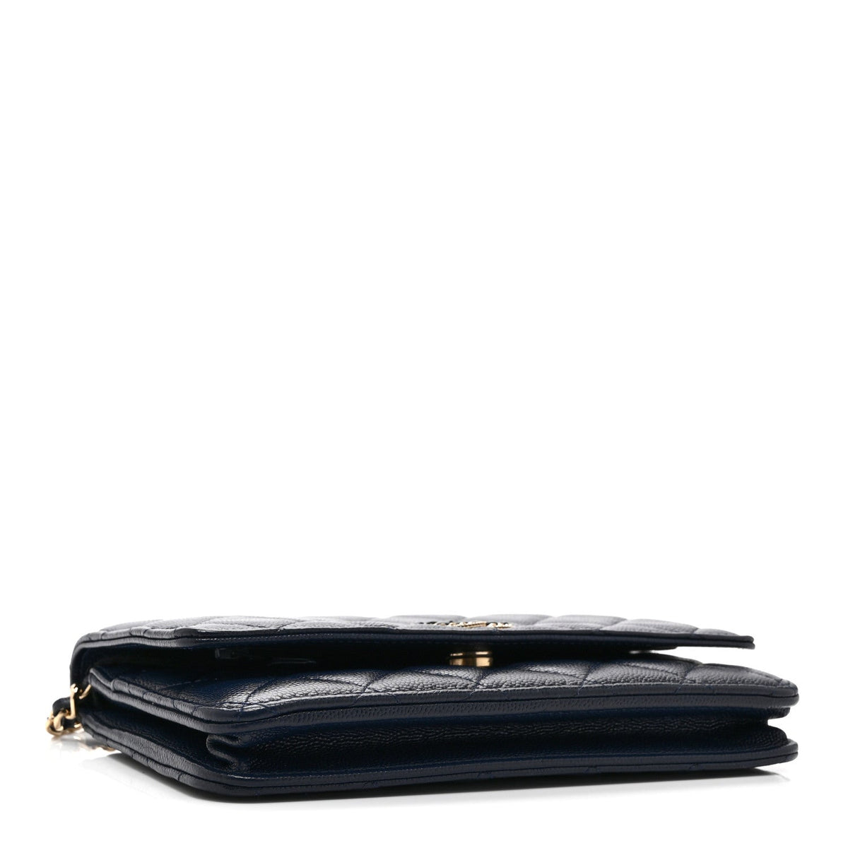 Caviar Quilted Crystal CC Wallet On Chain WOC Navy